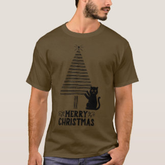T-shirt Égratignures de chats et d'arbres de Noël