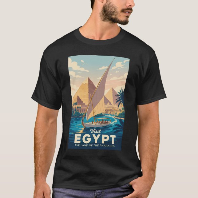 T-shirt Egypt Pyramid Illustration Travel Art Vintage (Devant)