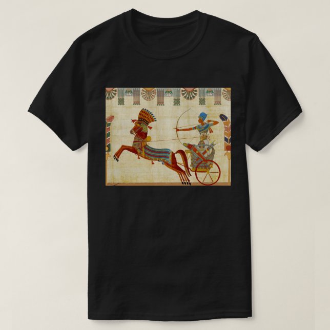 T-shirt Égypte ancienne Pharaon Ramesses II Cheval papyrus (Design devant)