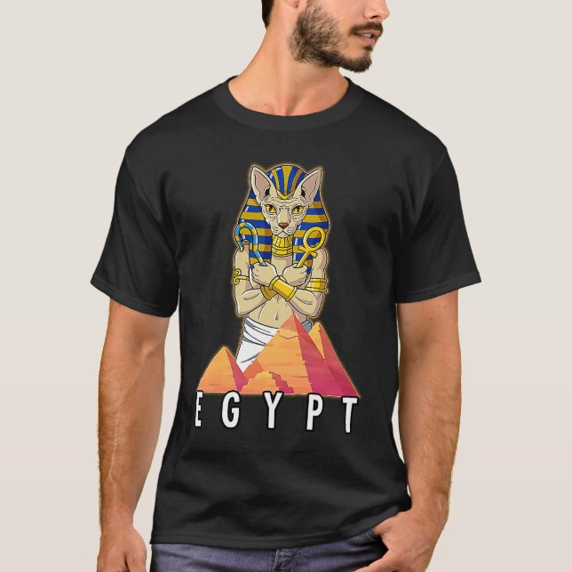 T-shirt Egypte Cat égyptien Sphynx Pharaoh (Devant)