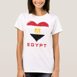 T-shirt Egypte Drapeau Coeur en détresse femmes blanches