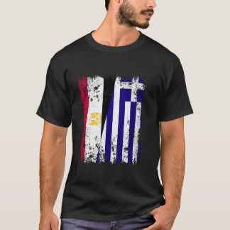 T-shirt Égypte Grèce Demi-drapeau Égyptien Grec Drapeau He