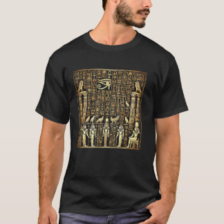 T-shirt Égypte Hiéroglyphe Colonnes or Symbole magique