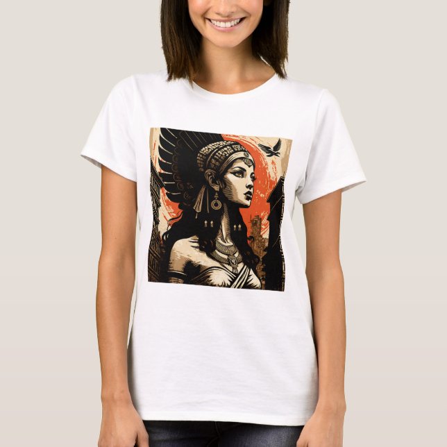 T-shirt Egyptian goddess Isis in the city (Devant)