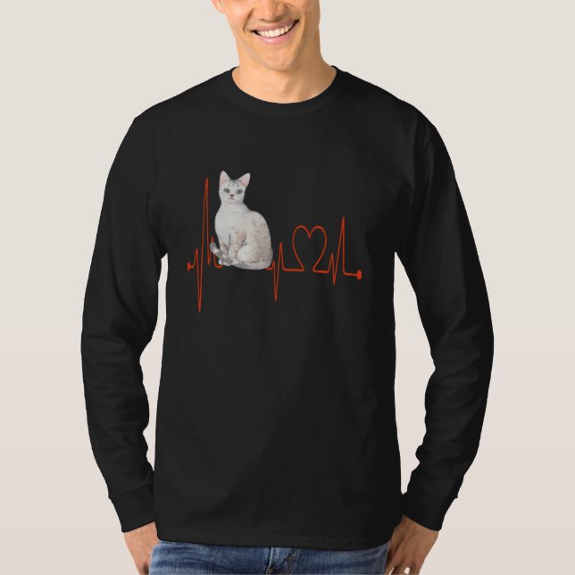 T-shirt Egyptian Ma My Heartbeat EKG Cat Mom Cat Dad Cat (Devant)
