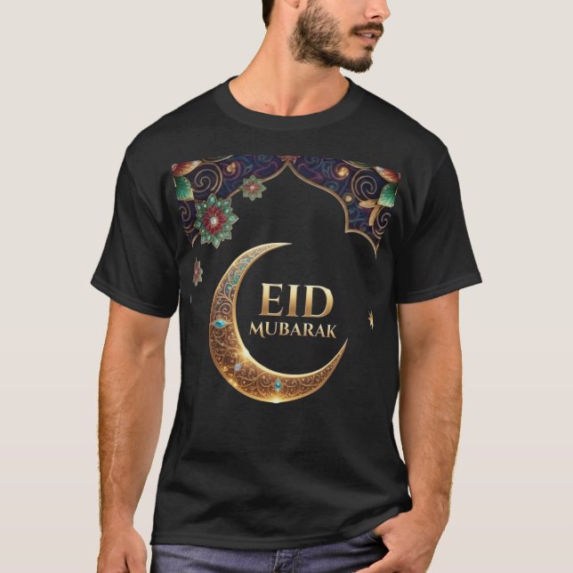 T-shirt Eid al fitr Islamic celebration Gold And navy (Devant)