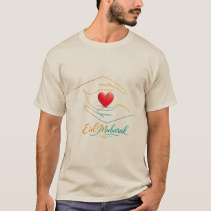 T-Shirt Eid Mubarak avec dessin de cœur et de main