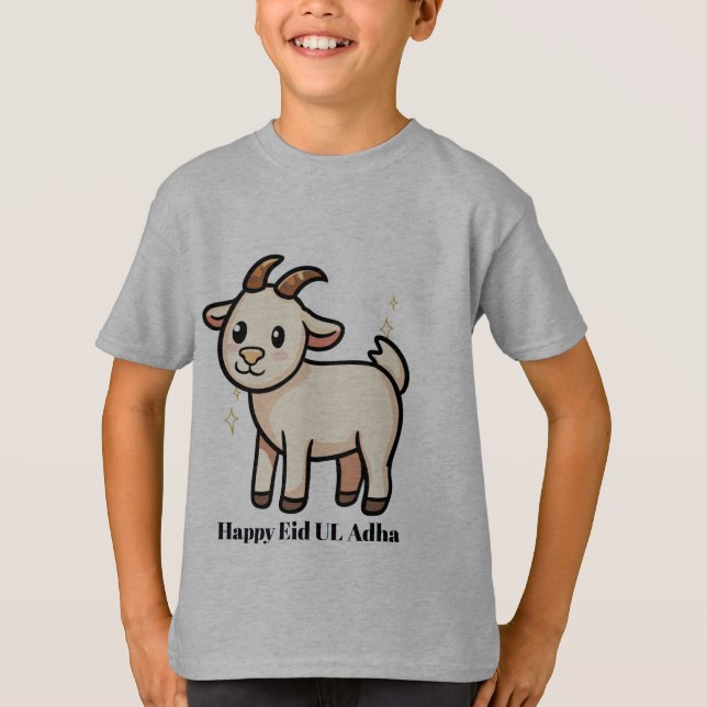 T-shirt Eid Ul Adha chèvre mignon pour garçons  (Devant)
