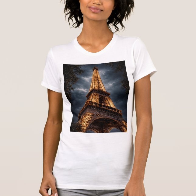 T-shirt Eiffel Tower Night Paris Art – Romantic City Light (Devant)