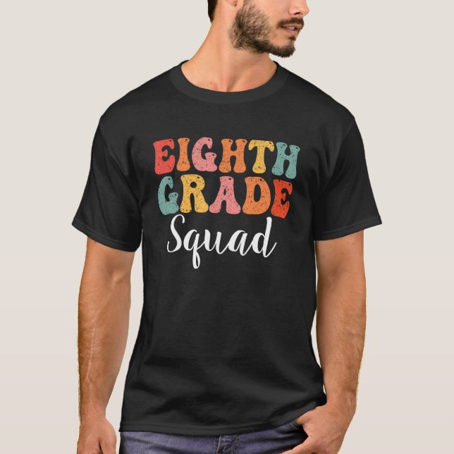 T-shirt Eighth Grade Squad Groovy Men Women First Day Of S (Devant)
