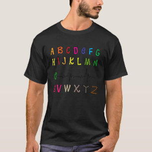 T-shirt EKG Alphabet Heartbeat Line Doctor Cardiology Nurs