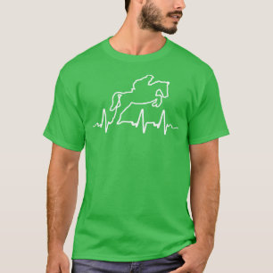 T-shirt EKG Love Horse Jumping Équestre pouls de rythme ca
