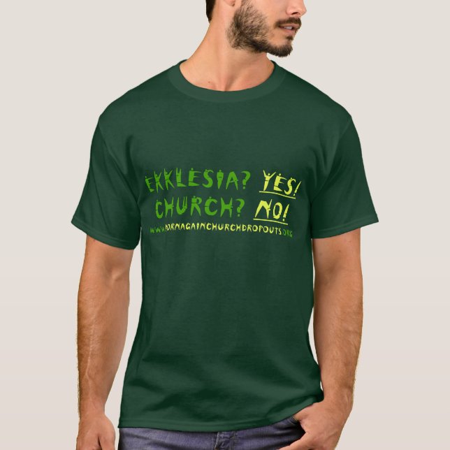 T-shirt Ekklesia ? OUI ! en vert de sève/jaune de titane (Devant)