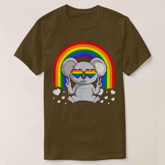 T-shirt EKOALAITY Koala Rainbow Heart Sunglasses Pride Mon (Design devant)
