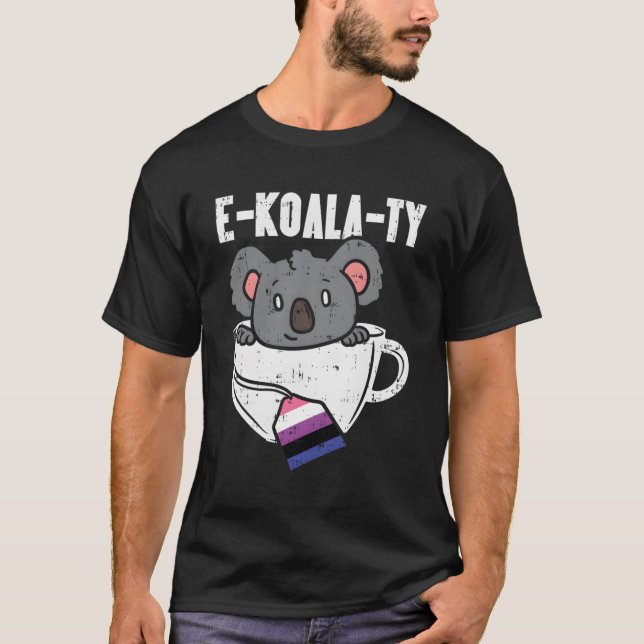 T-shirt Ekoalaty Genderfluide Égalité Koala Tea Pride Drap (Devant)