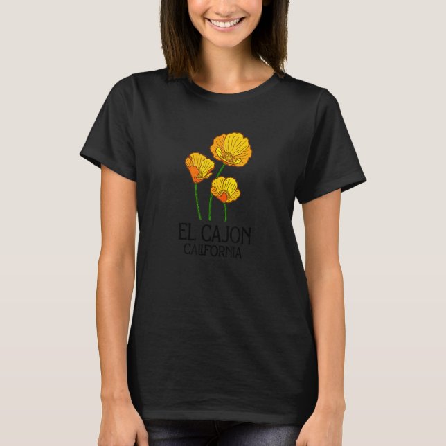 T-shirt El Cajon California CA Poppy Flower State City Vin (Devant)
