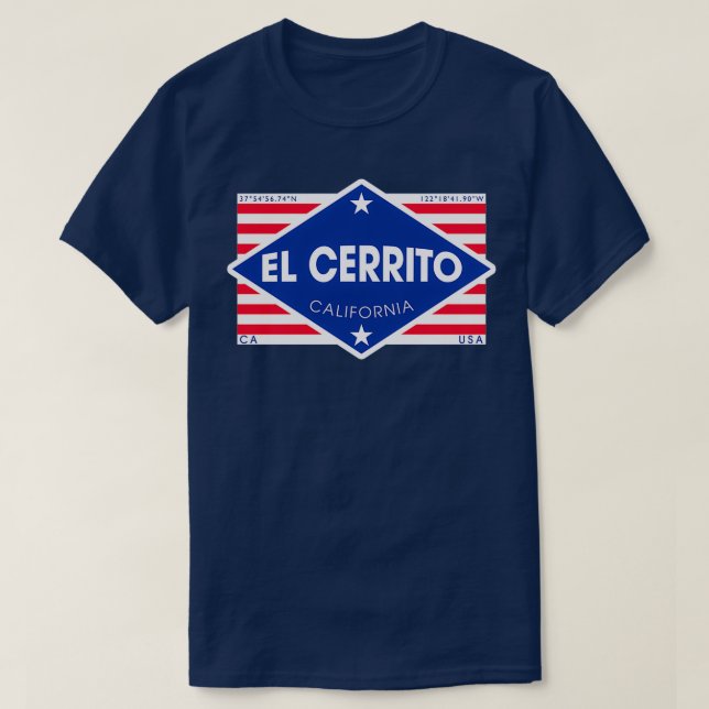 T-shirt El Cerrito California Diamond Flag (Design devant)