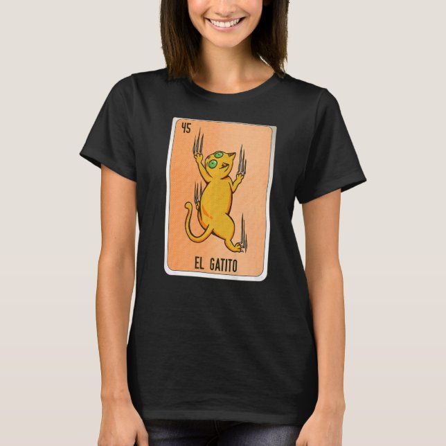 T-shirt El Gatito Cartes de Bingo de loterie d'argot mexic (Devant)