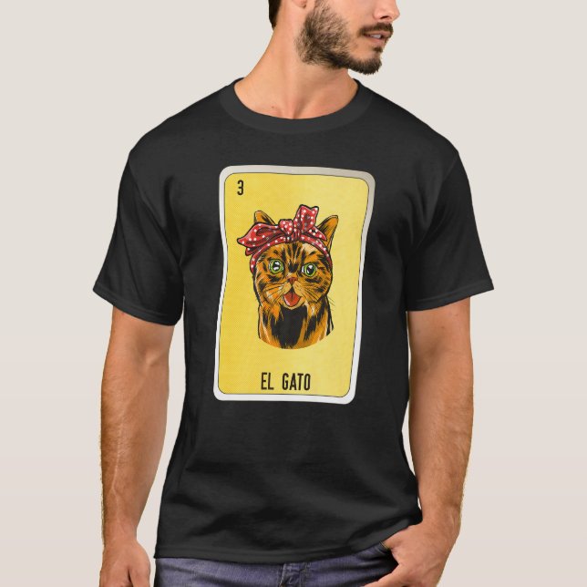 T-shirt El Gato Mexicaine Loterie Mexique Loteria Cartes (Devant)