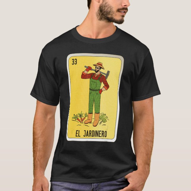 T-shirt El Jardinero Mexican Slang Lottery Bingo Cards (Devant)