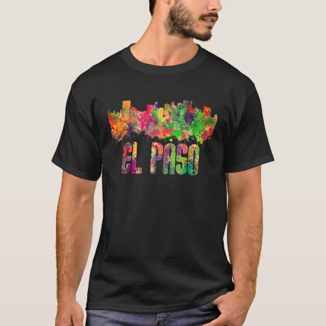 T-shirt El Paso City Skyline Texas Colorful (Devant)