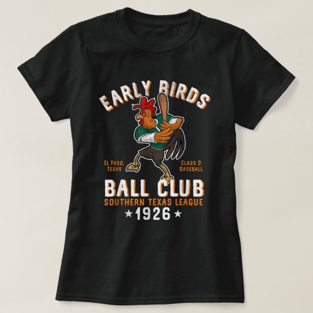 T-shirt El Paso Early Birds Retro Ligue Mineure de Basebal (Design devant)