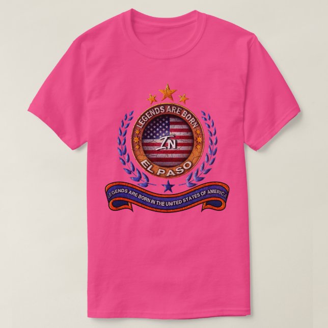 T-shirt El Paso Texas Légendes Et Drapeau Américain (Design devant)
