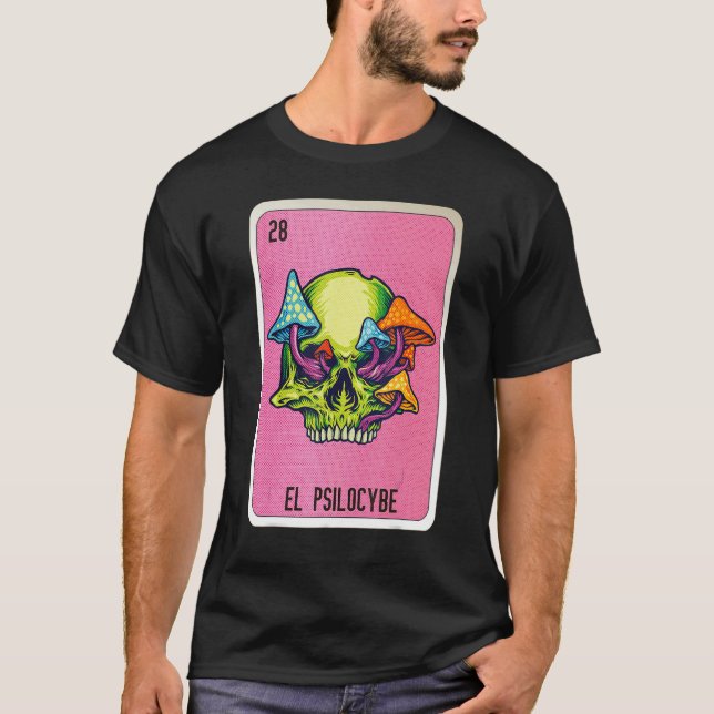 T-shirt El Psilocybe Mexican Slang Lottery Bingo Cards (Devant)