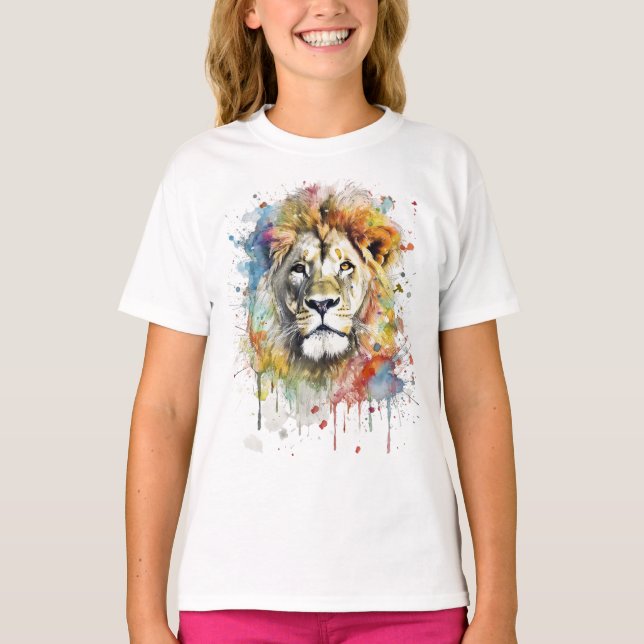 T-shirt El rey del color - Un león majestuoso  (Devant)