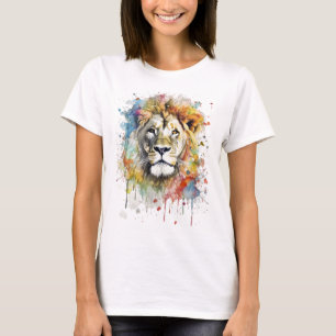 T-shirt El rey del color - Un león majestuoso y vibrante