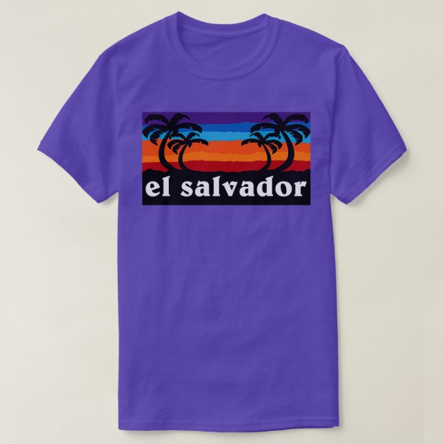 T-shirt El Salvador Beach Sunset Palm Tree Surf extérieur (Design devant)