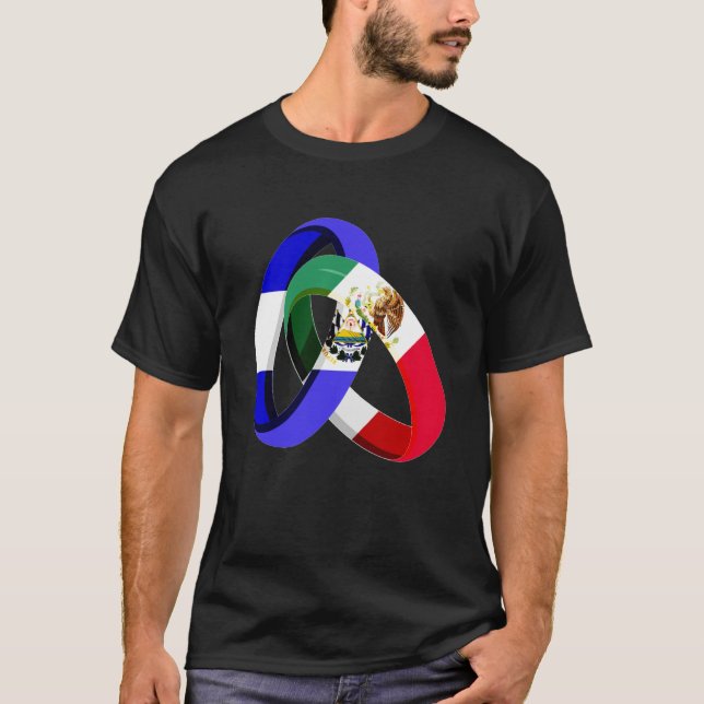 T-shirt El Salvador Flag Mexico Grown Ring Marriage Weddin (Devant)