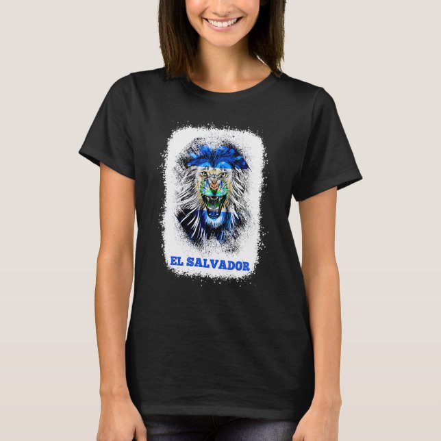 T-shirt El Salvador Flag With Lion Face Salvadoran Pride D (Devant)