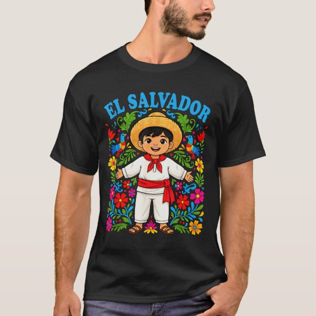 T-shirt El Salvador Salvadoran Boy Traditional Outfit Folk (Devant)