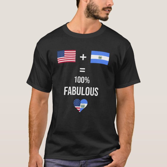 T-shirt El Salvador USA Chemise Drapeaux Demi-Salvadorien  (Devant)