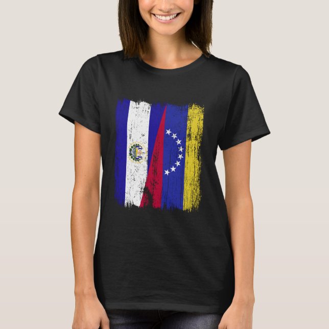 T-shirt El Salvador Venezuela Half Flag Salvadorian Venezu (Devant)