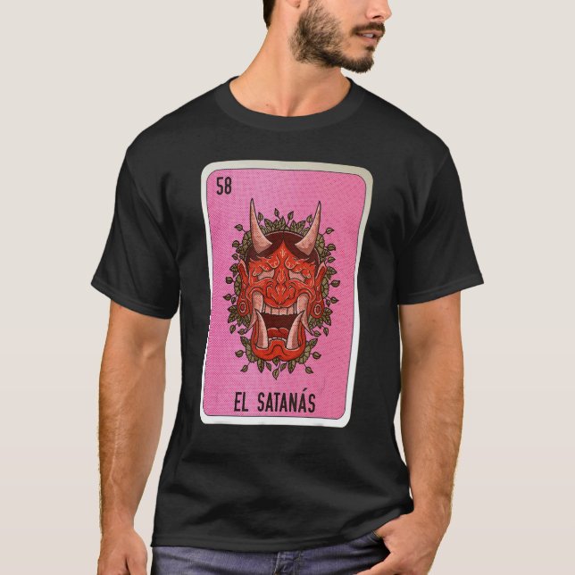 T-shirt El Satanas Mexican Slang Lottery Bingo Cards (Devant)