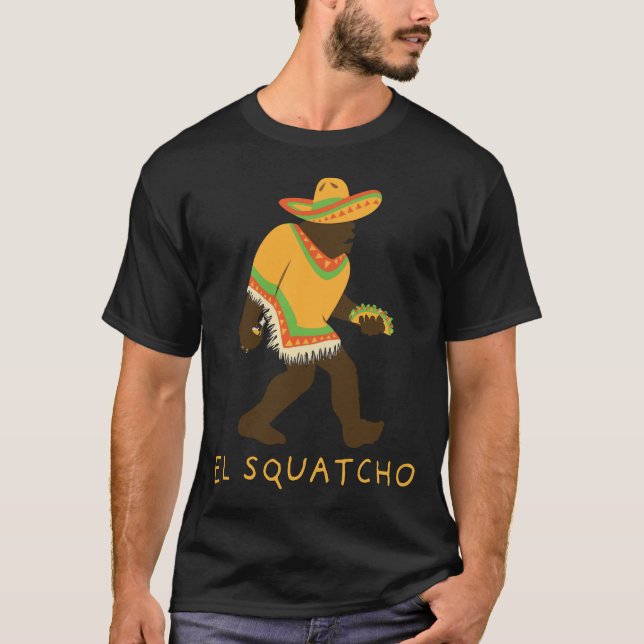 T-shirt El Squatcho Bigfoot Avec Taco Beer Pacho Sombrero (Devant)