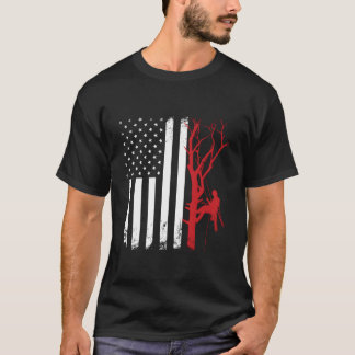 T-shirt élagueur Drapeau Américain d'Amérique Arboriculteu