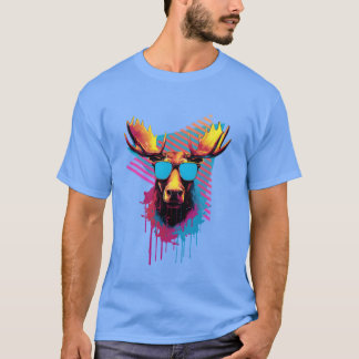 T-shirt Élan avec lunettes de soleil amis des années 80 90