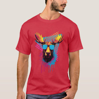 T-shirt Élan avec lunettes de soleil cadeau 80s 90s