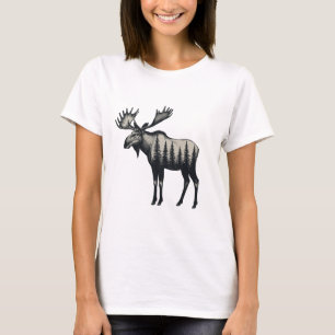 T-shirt Élan de la forêt boisée hivernale moderne tendance