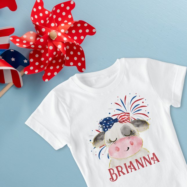 T-Shirt Élastique à cheveux Drapeau de vache et Fireworks  (Créateur téléchargé)