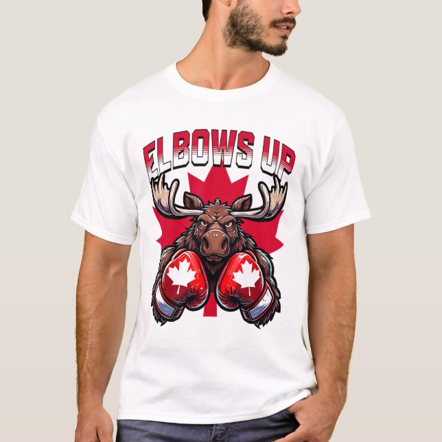 T-shirt Elbows Up Canada Boxe Orignal Maple Leaf Canadien  (Devant)