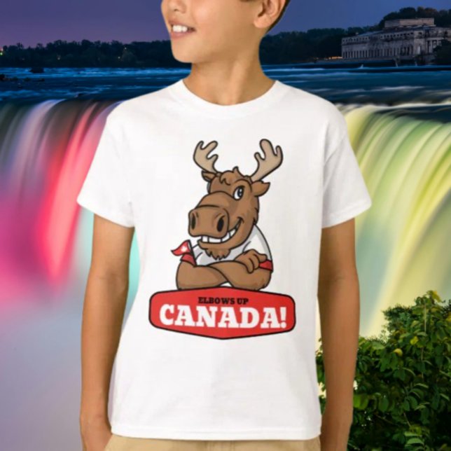 T-shirt Elbows Up Canada! Drôle d'orignal détenant le drap (Créateur téléchargé)