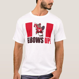 T-shirt Elbows Up Citation Hockey Jouer Beaver Drapeau
