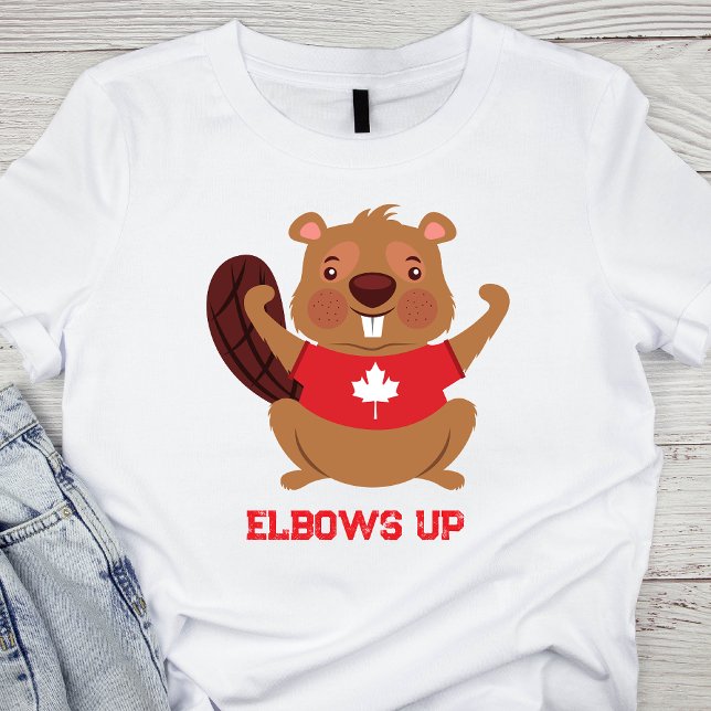 T-shirt Elbows Up Funny Canadian Beaver Design (Elbows Up Funny Canadian Beaver Design T-Shirt)