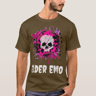 T-shirt Elder Emo Funny Goth et Skeleton rose et violet 