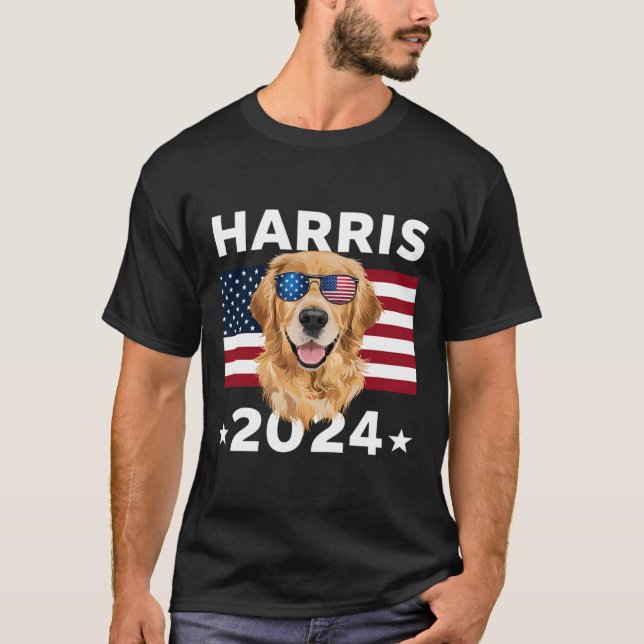 T-shirt Election Kamala Harris 2024 Golden Retriever Dog U (Devant)