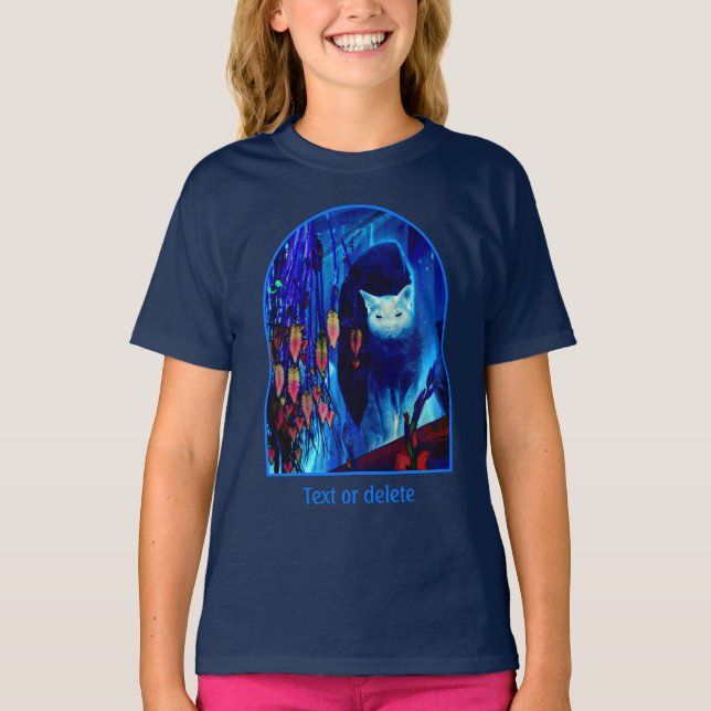T-shirt Electric Blue Siamese Cat Animal Art Personalized (Devant)